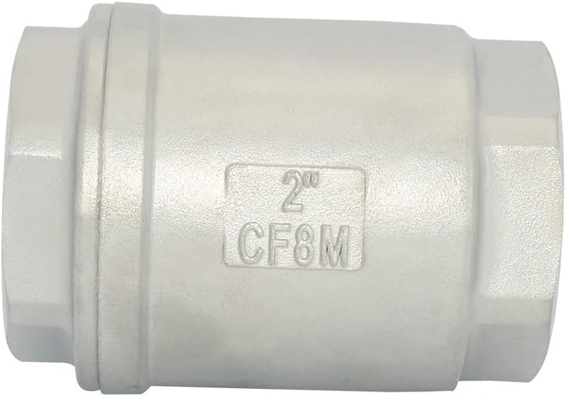 Dsmpipeft NPT Female WOG1000 Check Valve,Vertical Check Valve,NPT Spring Loaded in-line Low Cracking Pressure,Stainless Steel SS316 CF8M (2") - Image 3